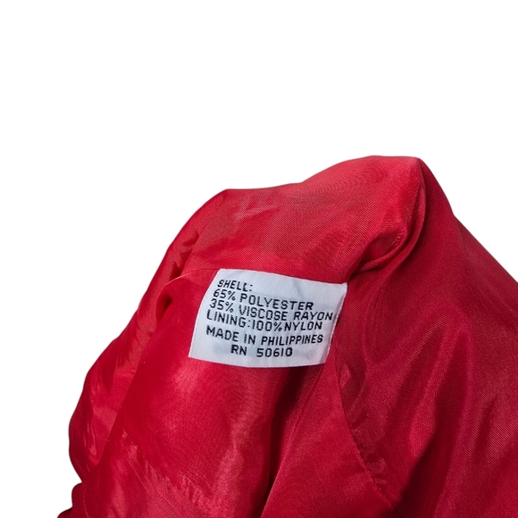 Kasper For A.S.L Petite Red Vintage Military Padded Gold Button Down Dress 4P - Picture 12 of 12